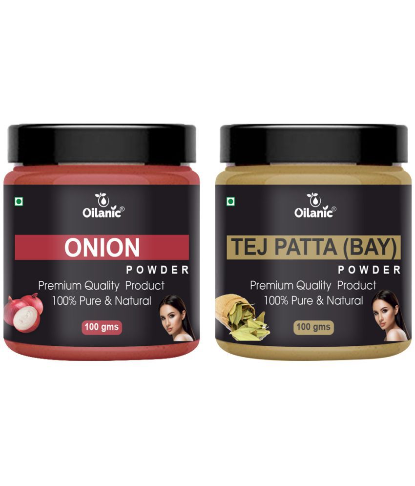     			Oilanic 100% Pure Onion Powder & Tej Patta Powder For Skin Hair Mask 200 g Pack of 2