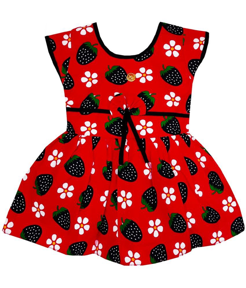     			little PANDA Baby Girls' Cotton Dresses for Kids Frock Fit & Flare Knee-Length Short Sleeves Casual Dress