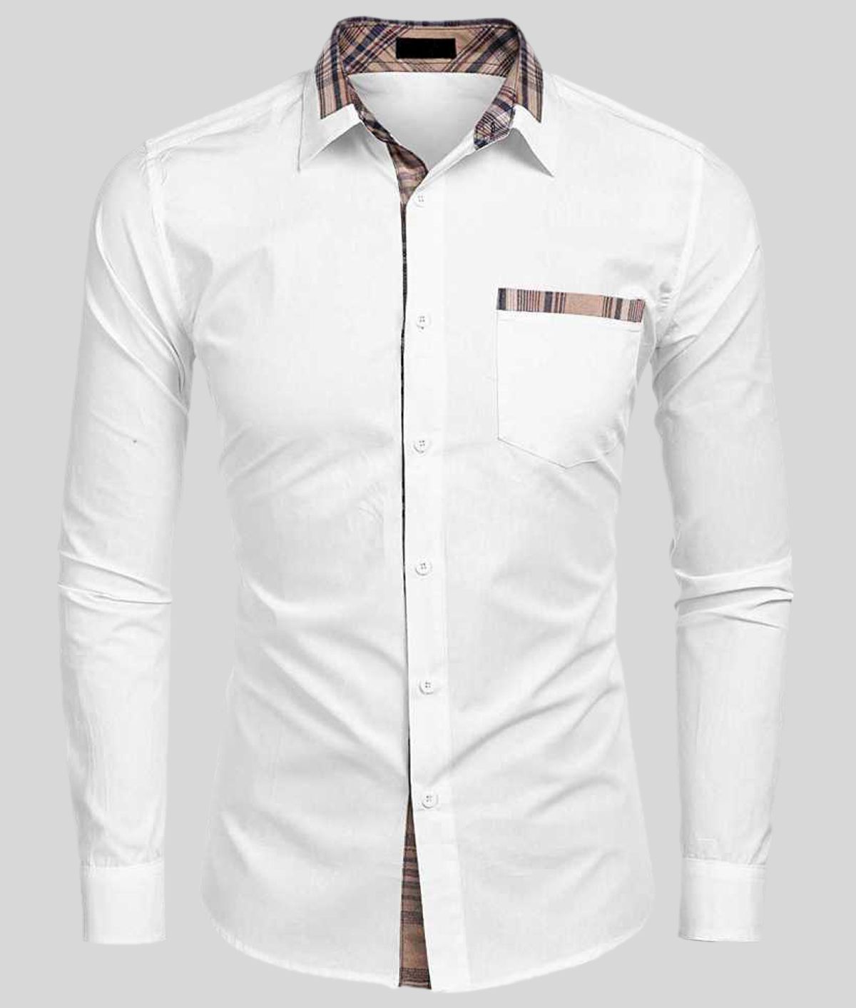     			Life Roads - White Cotton Slim Fit Men's Casual Shirt ( Pack of 1 )