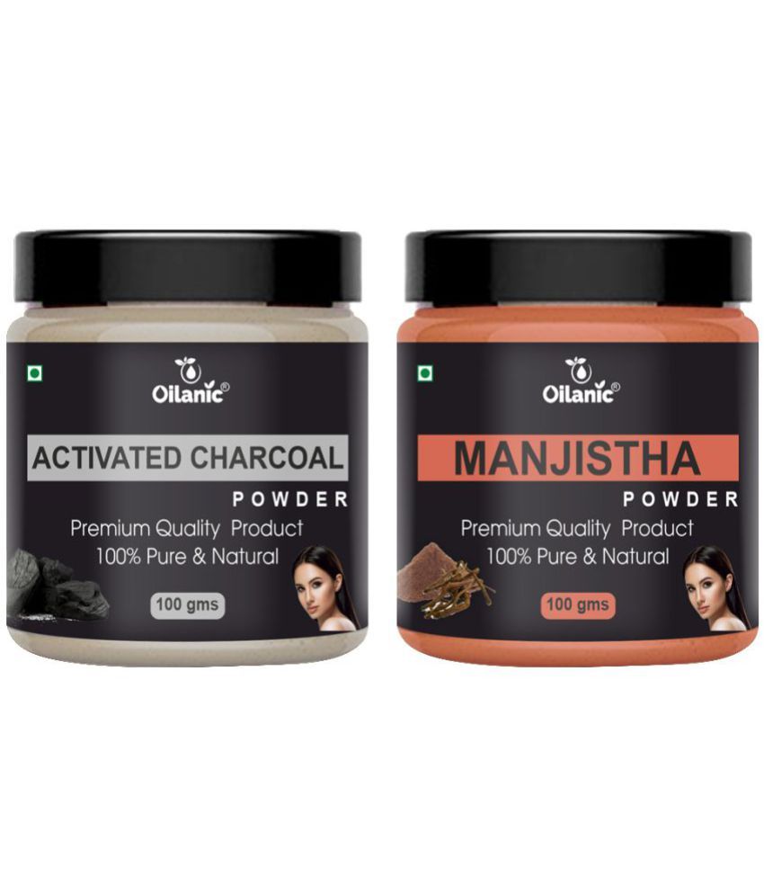     			Oilanic 100% Activated Charcoal Powder & Manjistha Powder-Skin Hair Mask 200 g Pack of 2