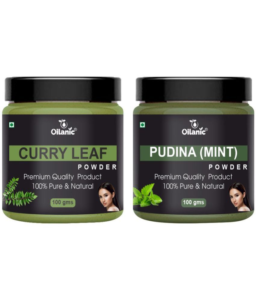     			Oilanic 100% Pure Curry Leaf Powder & Pudina Powder For Skincare Hair Mask 200 g Pack of 2