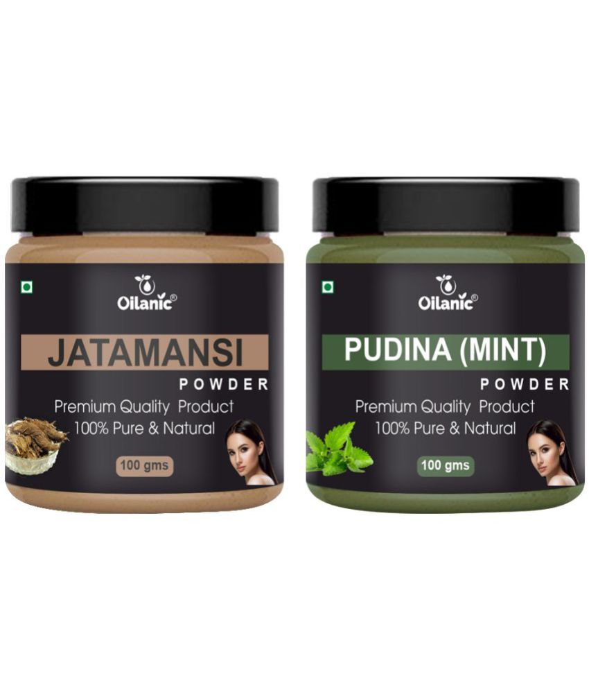     			Oilanic 100% Pure Jatamansi Powder & Pudina Powder For Skincare Hair Mask 200 g Pack of 2