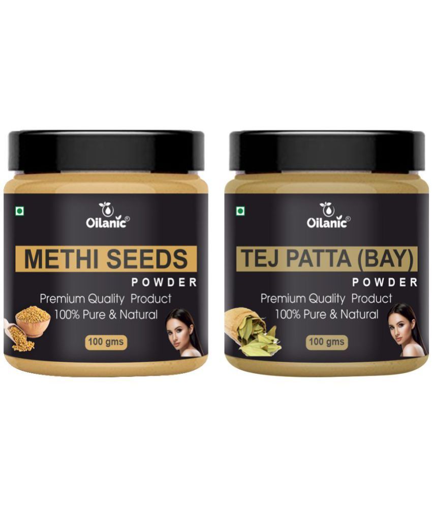     			Oilanic 100% Pure Methi Powder & Tej Patta Powder For Skin Hair Mask 200 g Pack of 2