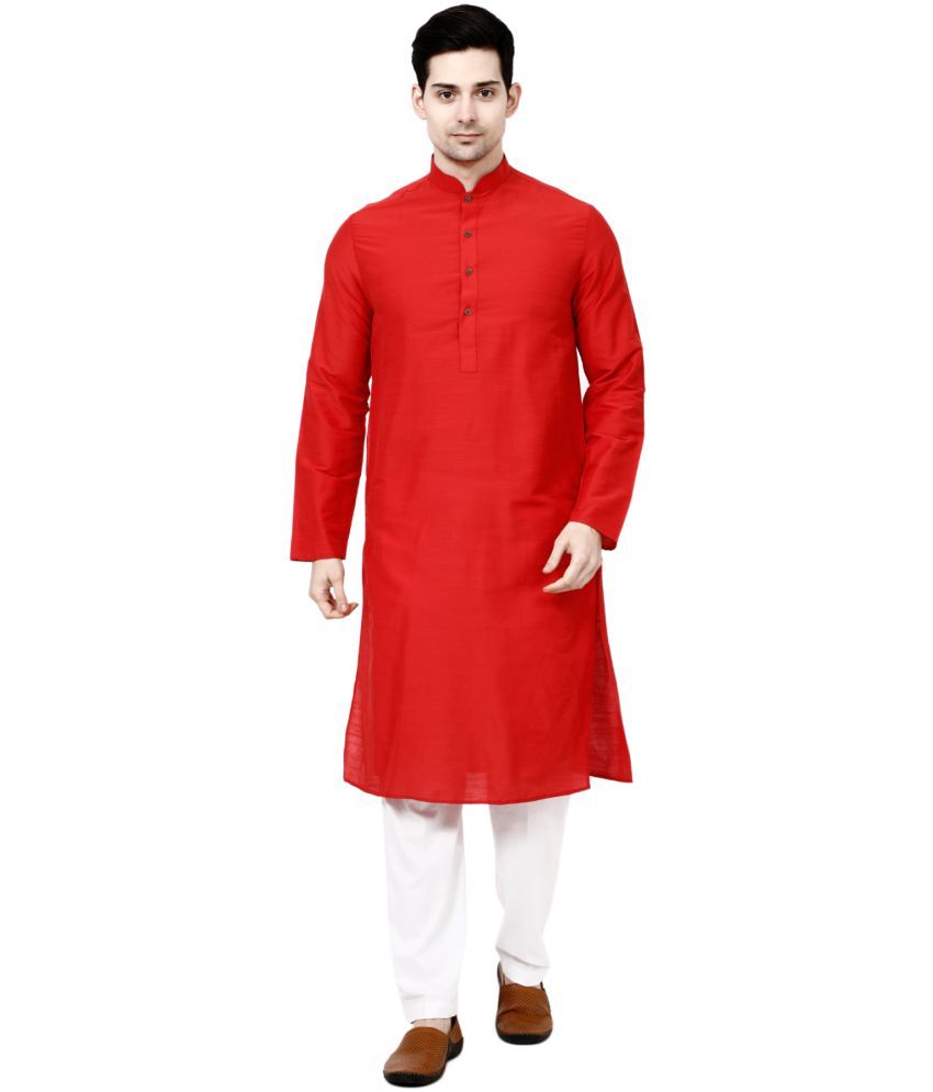     			TAVAN - Regular Silk Red Men's Kurta ( Pack of 1 )