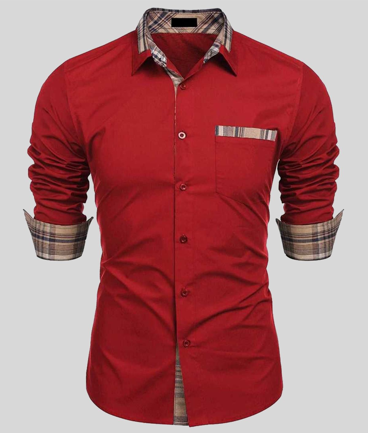     			Life Roads - Red Cotton Slim Fit Men's Casual Shirt (Pack of 1 )