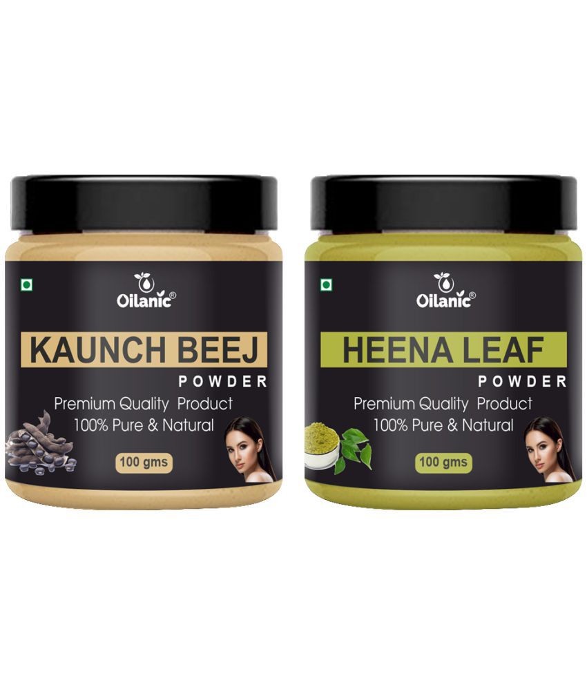     			Oilanic 100% Pure Kaunch Beej Powder & Heena Leaf Powder For Skin Hair Mask 200 g Pack of 2