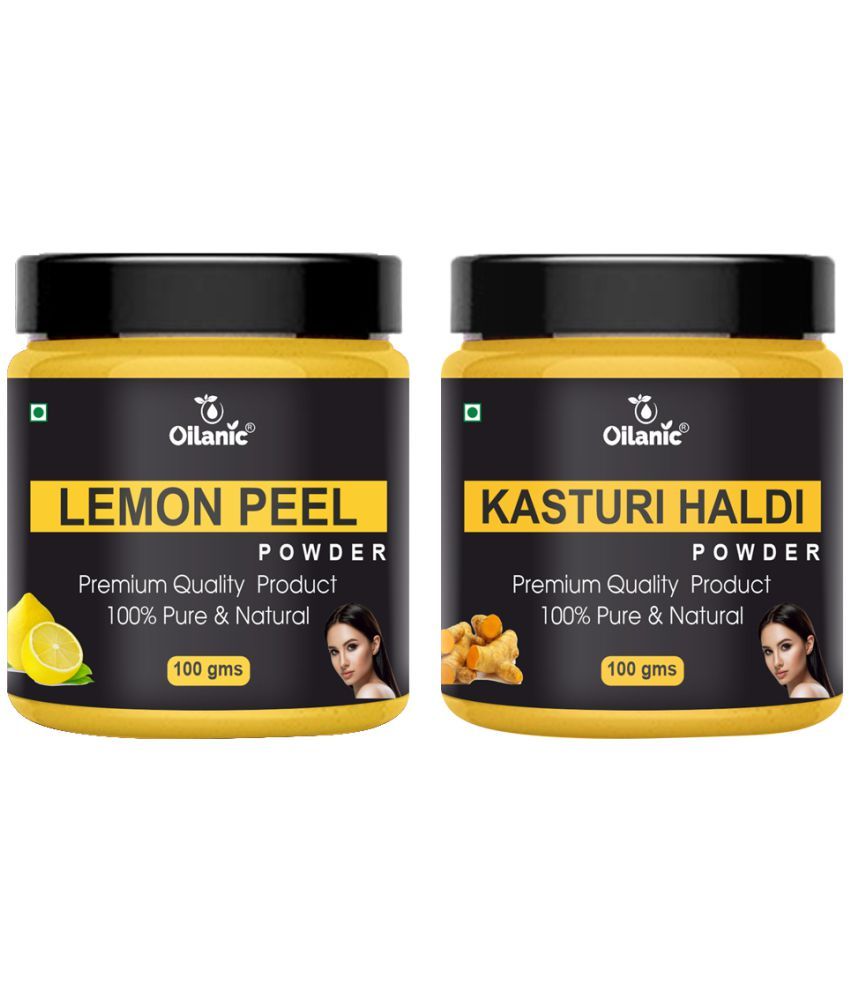     			Oilanic 100% Pure Lemon Peel Powder & Kasturi Haldi For Skincare Hair Mask 200 g Pack of 2