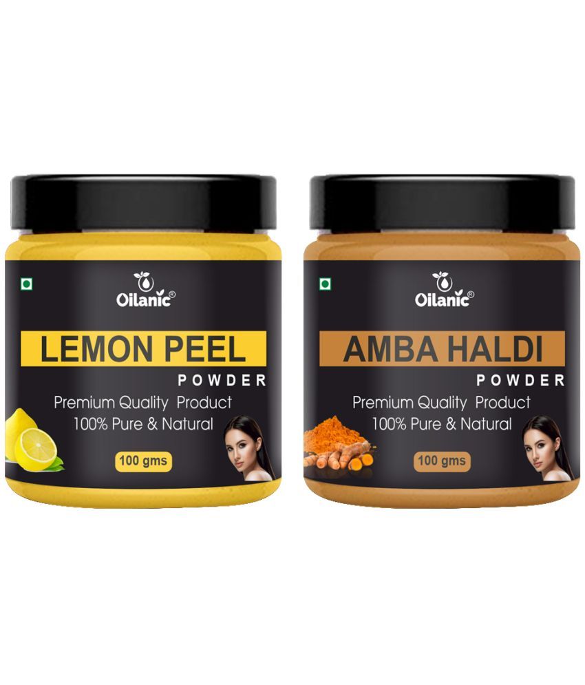     			Oilanic 100% Pure Lemon Peel Powder & Amba Haldi Powder For Skin Hair Mask 200 g Pack of 2