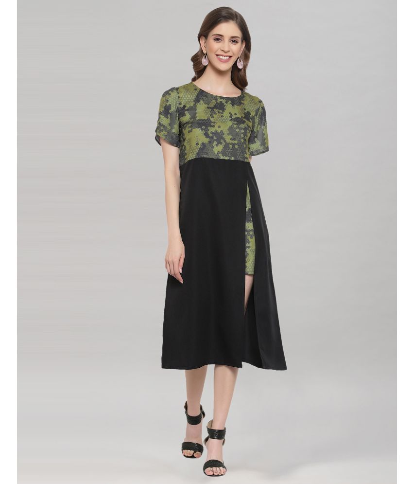     			Selvia Crepe Green A- line Dress -