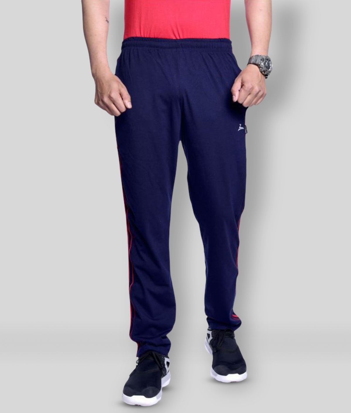 Zeffit - Navy Blue Cotton Blend Men's Sports Trackpants ( Pack of 1 )