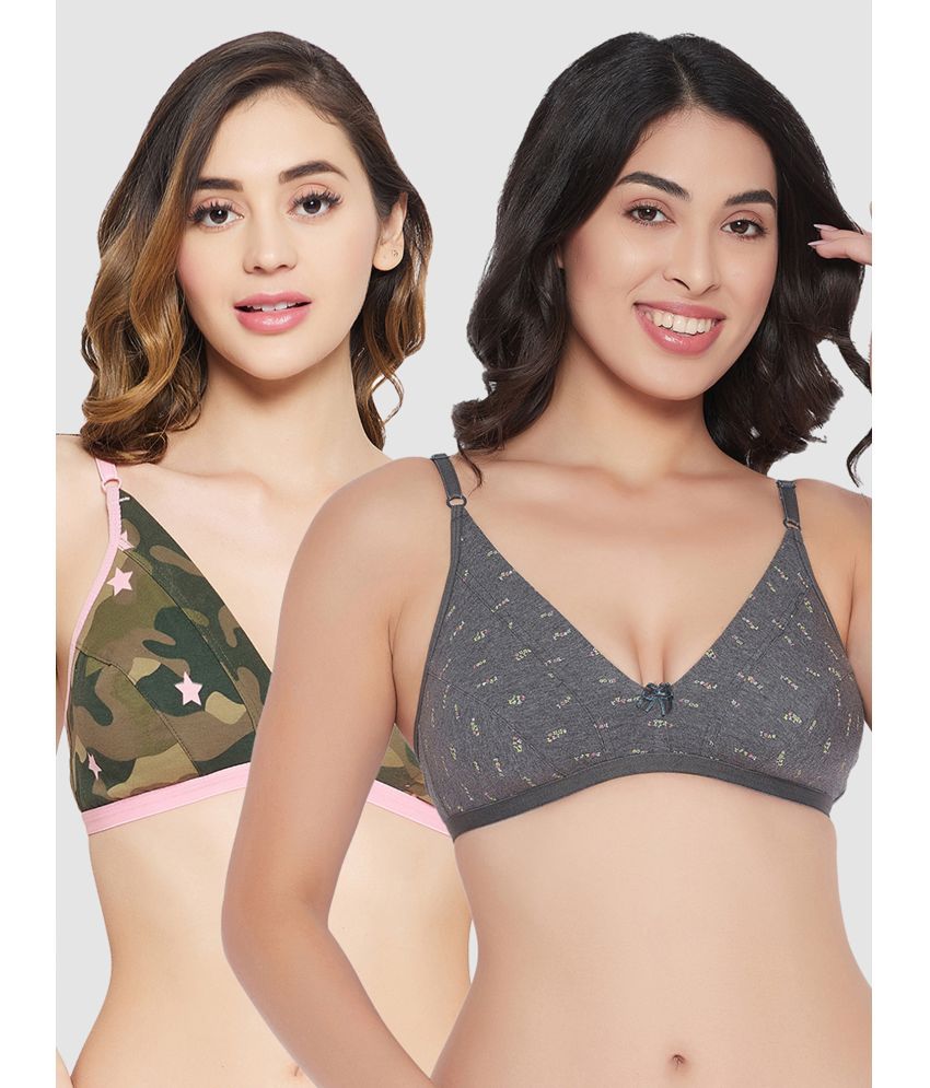     			Clovia Cotton Plunge Bra - Multi Color Pack of 2