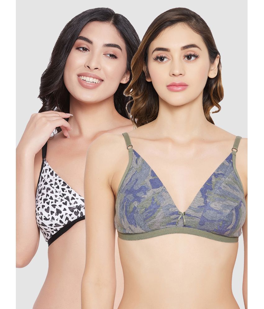     			Clovia Cotton Plunge Bra - Multi Color Pack of 2