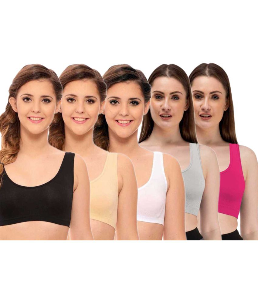     			ComfyStyle Cotton Lycra Air Bra - Multi Color Pack of 5