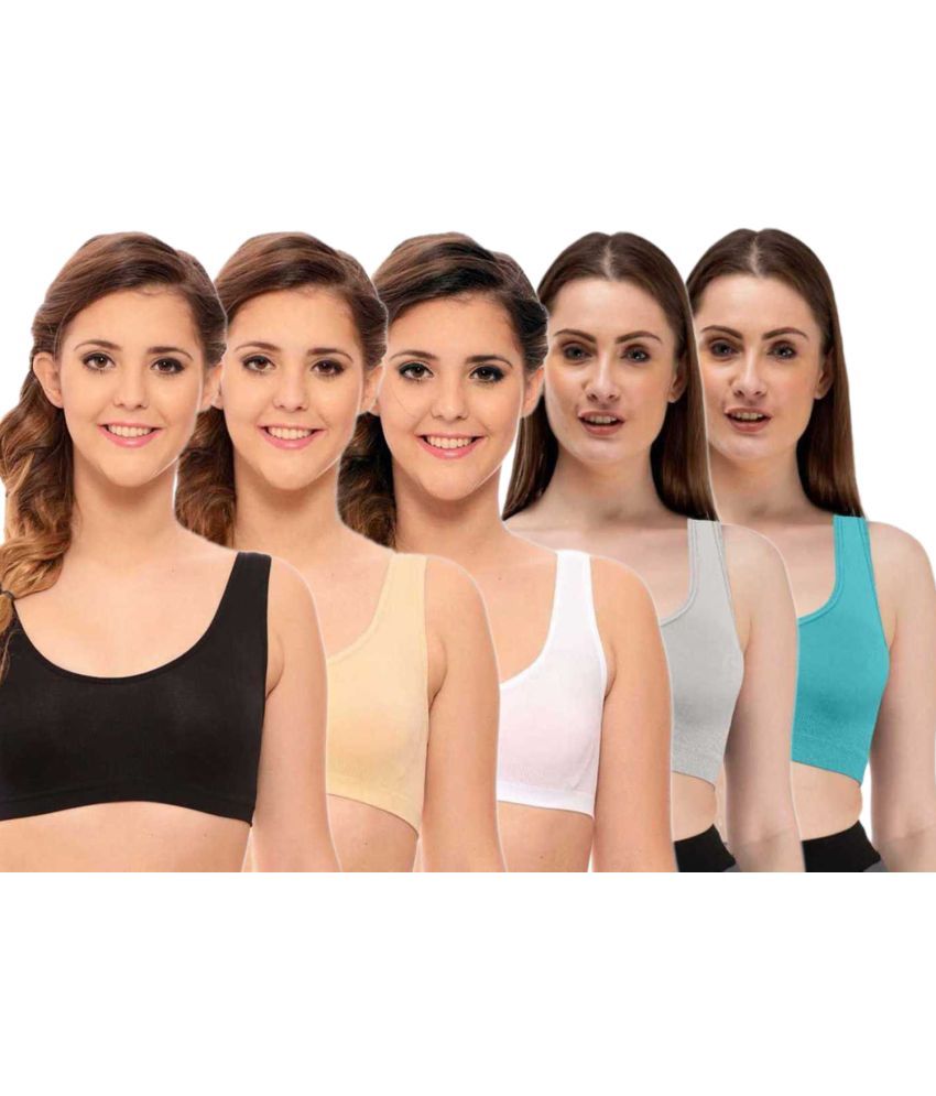     			ComfyStyle Pack of 5 Cotton Lycra Non Padded Women's Air Bra ( Multi Color )