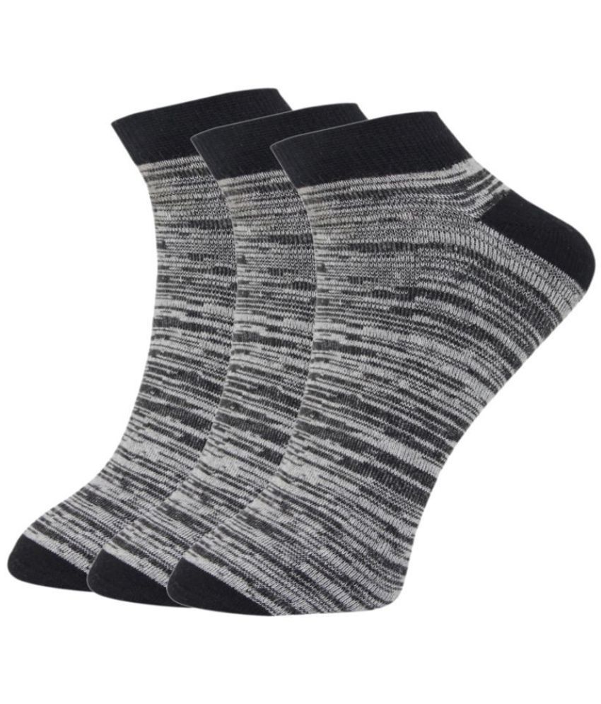     			Nature Line Unisex Black Cotton Striped Combo Low Cut Socks ( Pack of 3 )