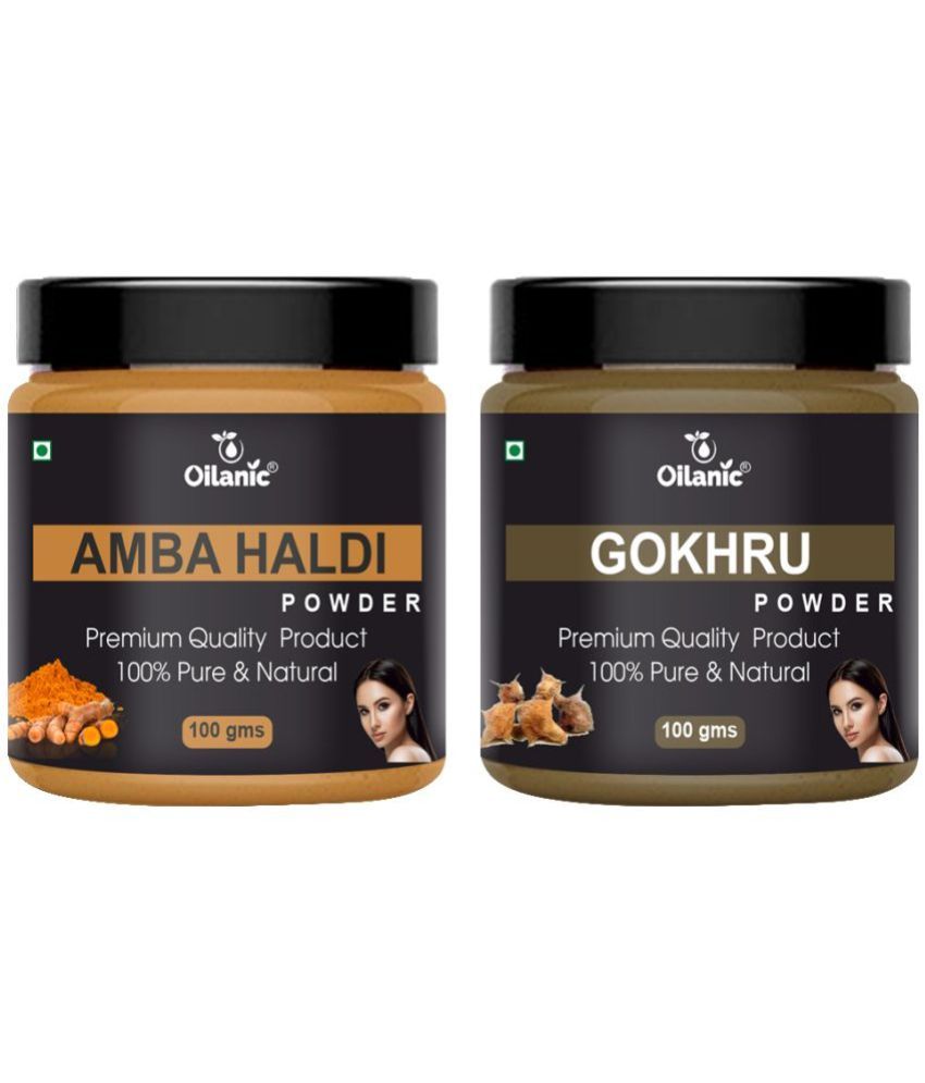     			Oilanic 100% Pure Amba Haldi Powder & Gokhru Powdere For Skincare Hair Mask 200 g Pack of 2