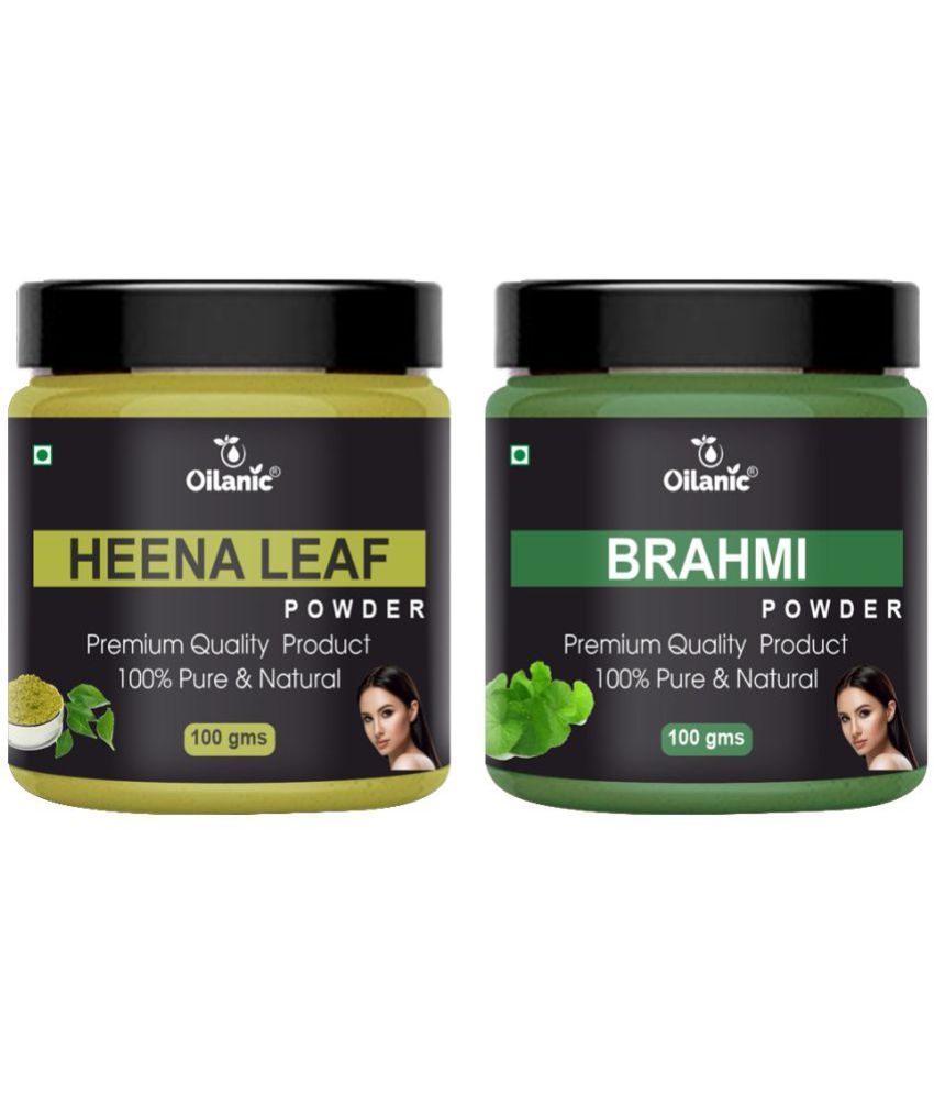     			Oilanic 100% Pure Heena Leaf Powder & Brahmi Powder For Skincare Hair Mask 200 g Pack of 2