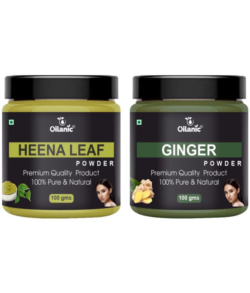     			Oilanic 100% Pure Heena Leaf Powder & Ginger Powder For Skincare Hair Mask 200 g Pack of 2