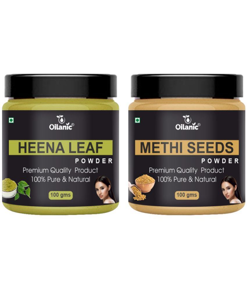     			Oilanic 100% Pure Heena Leaf Powder & Methi Powder For Skincare Hair Mask 200 g Pack of 2