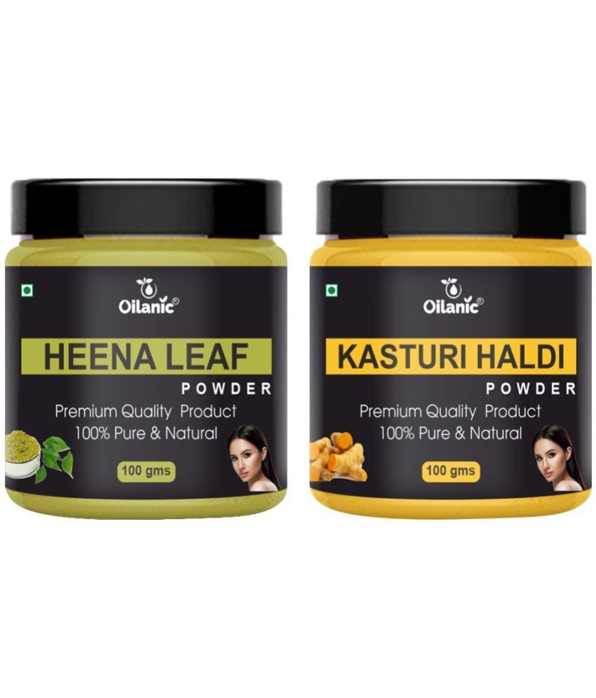     			Oilanic 100% Pure Heena Leaf Powder & Kasturi Haldi For Skincare Hair Mask 200 g Pack of 2