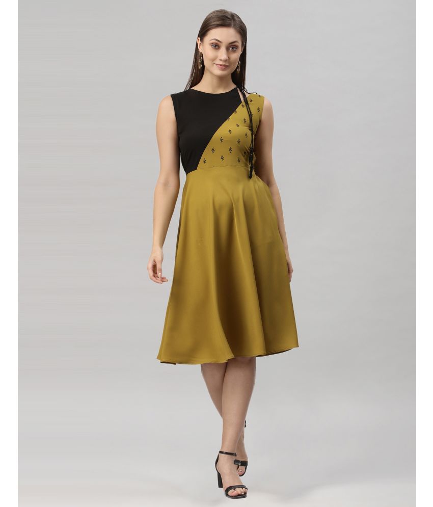     			Selvia Crepe Yellow Regular Dress -