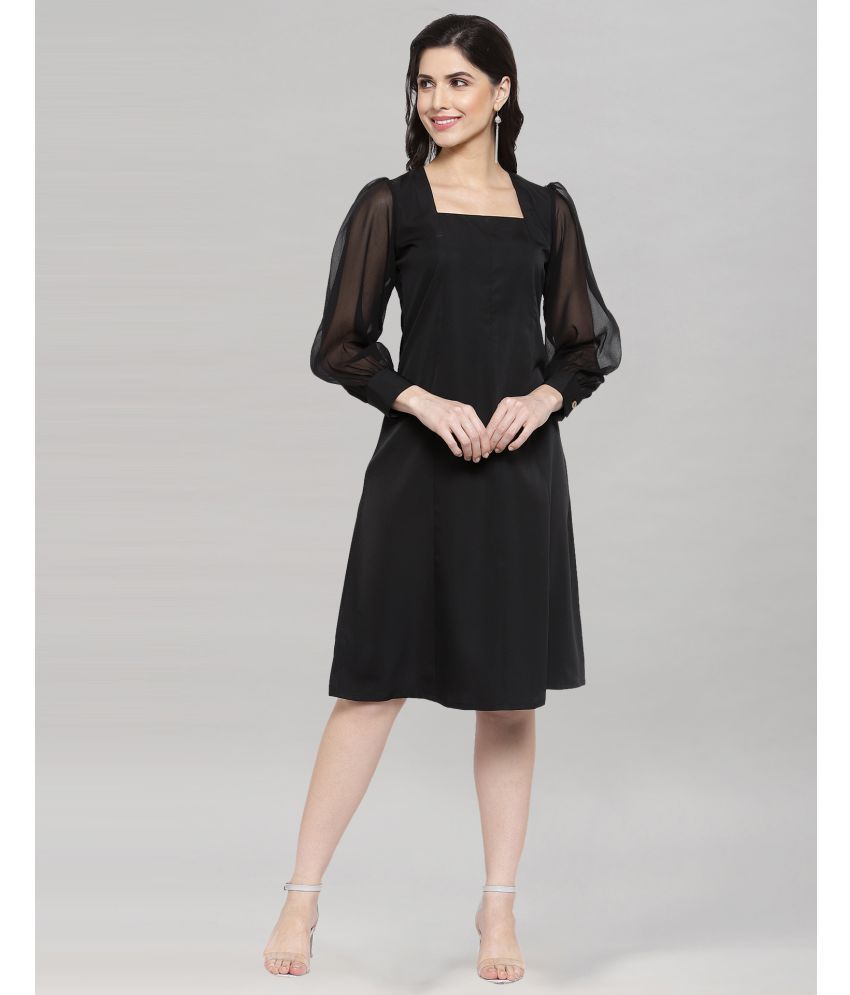     			Selvia Rayon Black Wrap Dress -