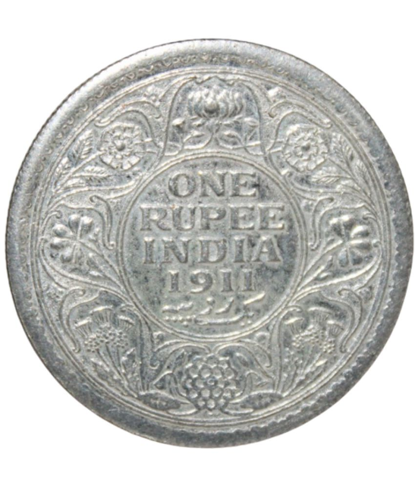     			1 Rupee (1911) "George V King Emperor" British India Silverplated Rare Coin