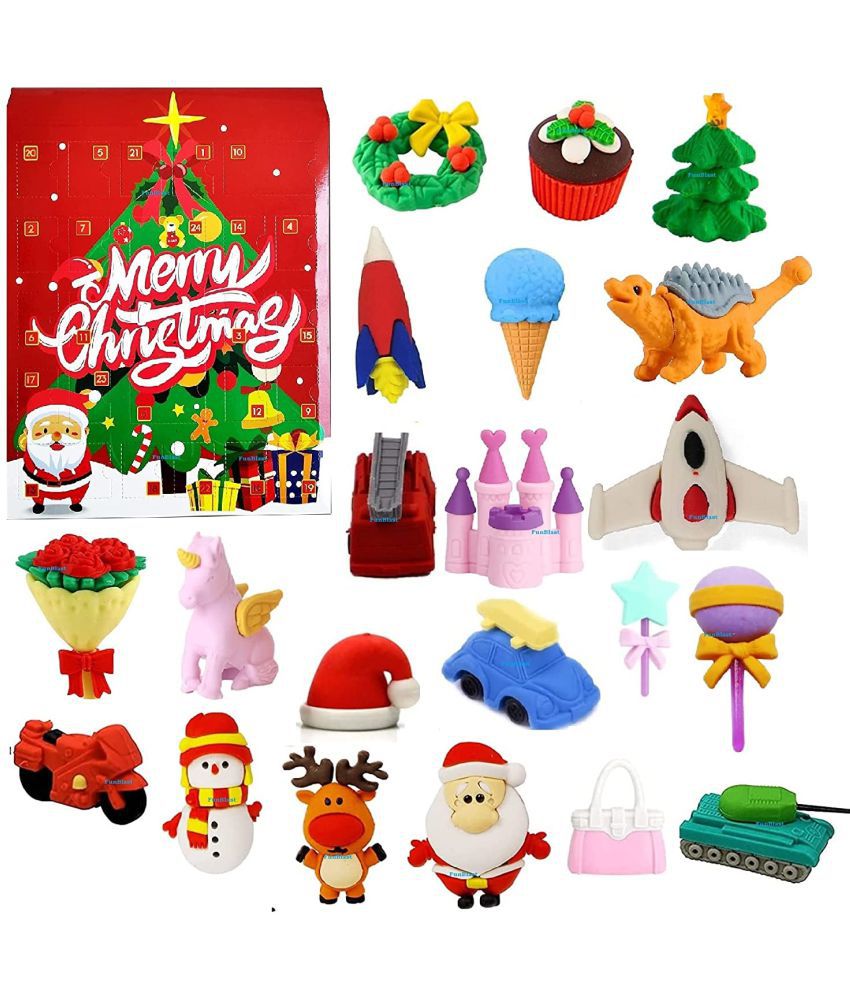     			FunBlast Merry Christmas Erasers (Set of 25 Pcs )– Santa Erasers Stationery Gift for Kids, Eraser for Children School Kids (Multicolor)