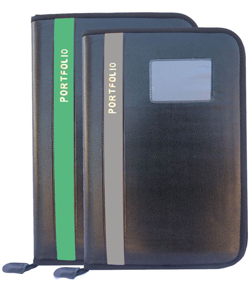     			Kopila PU 20 Leafs A4/FS Size File & Folder/Executive/ZIP File/Document Excutive Zipper Bag Set of 2 Green & Grey