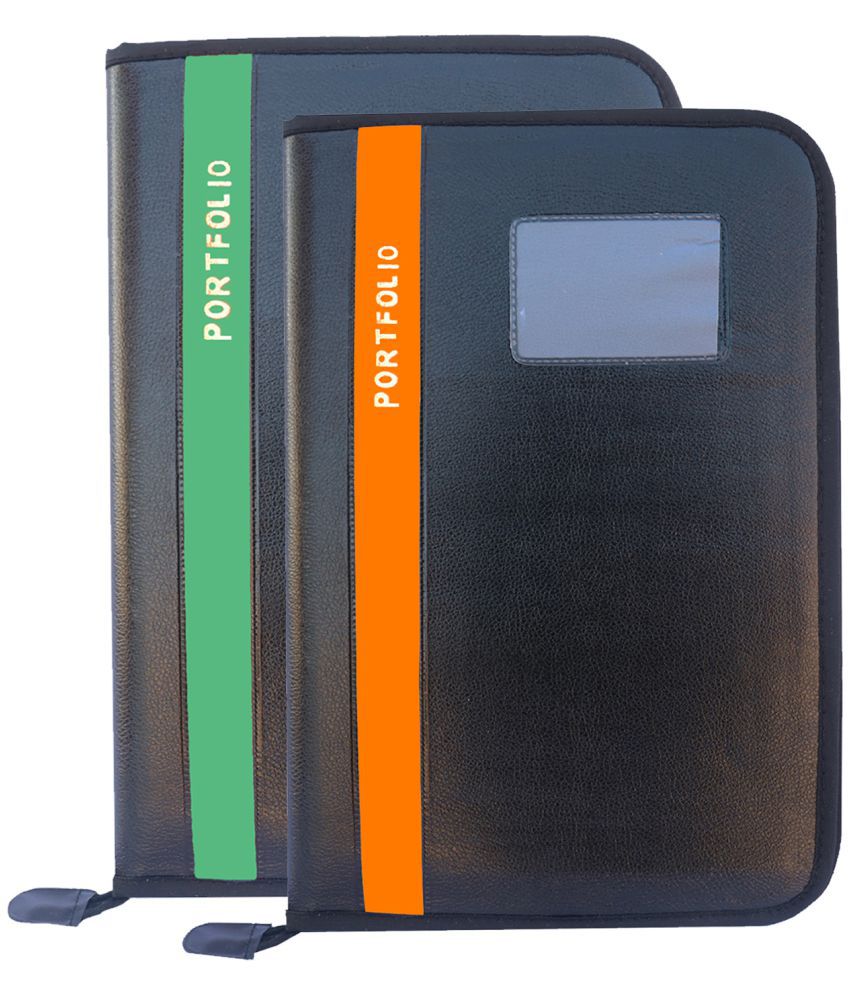     			Kopila PU 20 Leafs A4/FS Size File & Folder/Executive/ZIP File/Document Excutive Zipper Bag Set of 2 Brown & Green