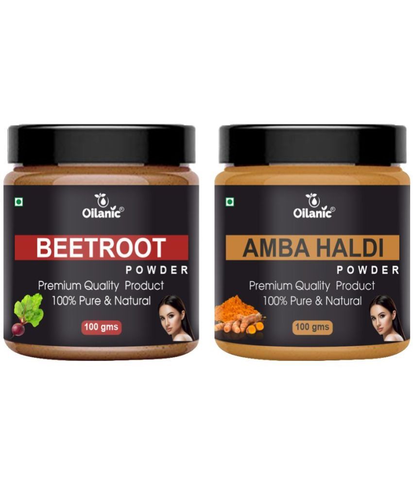     			Oilanic 100% Pure Beetroot Powder & Amba Haldi Powder For Skin Hair Mask 200 g Pack of 2