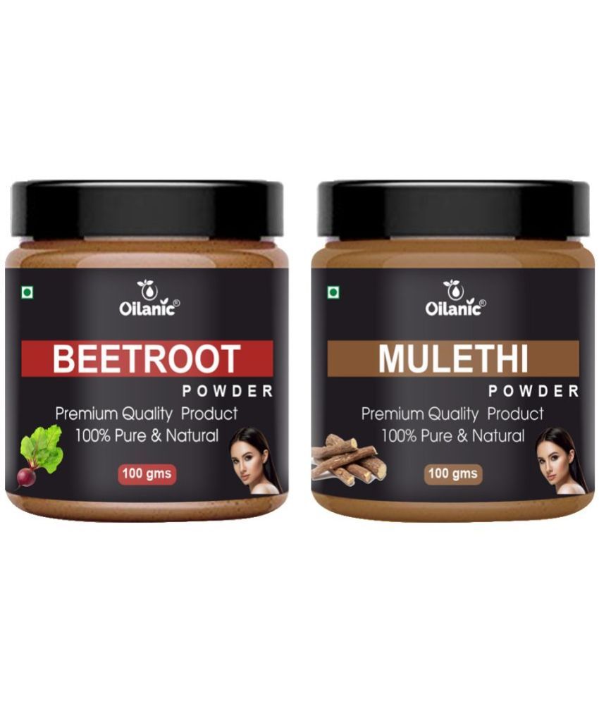     			Oilanic 100% Pure Beetroot Powder & Mulethi Powder For Skincare Hair Mask 200 g Pack of 2