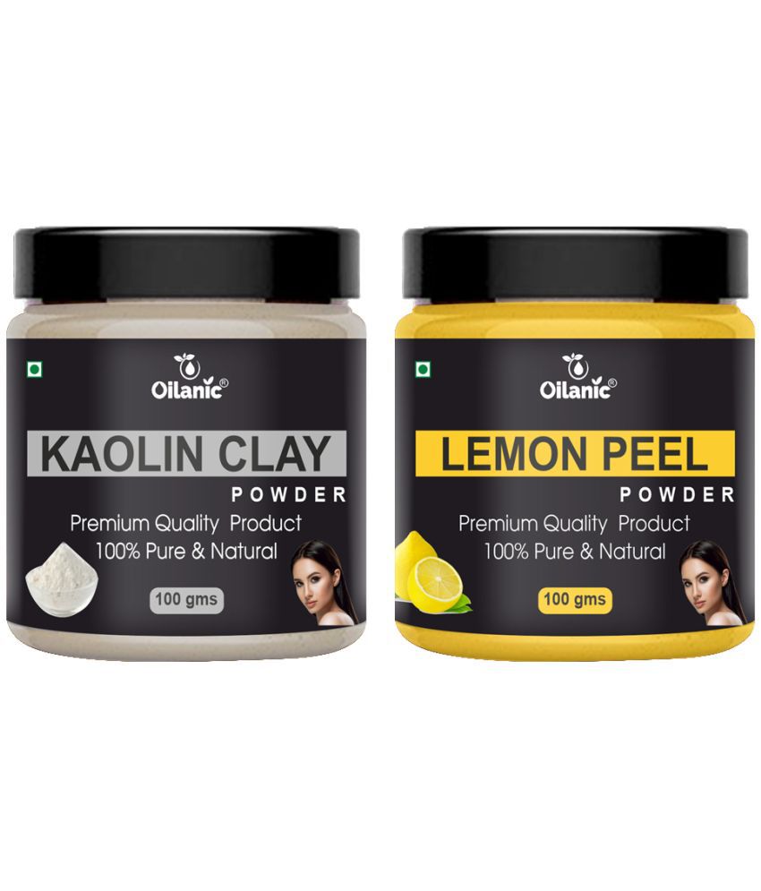     			Oilanic 100% Pure Kaolin Clay Powder & Lemon Peel Powder For Skin Hair Mask 200 g Pack of 2