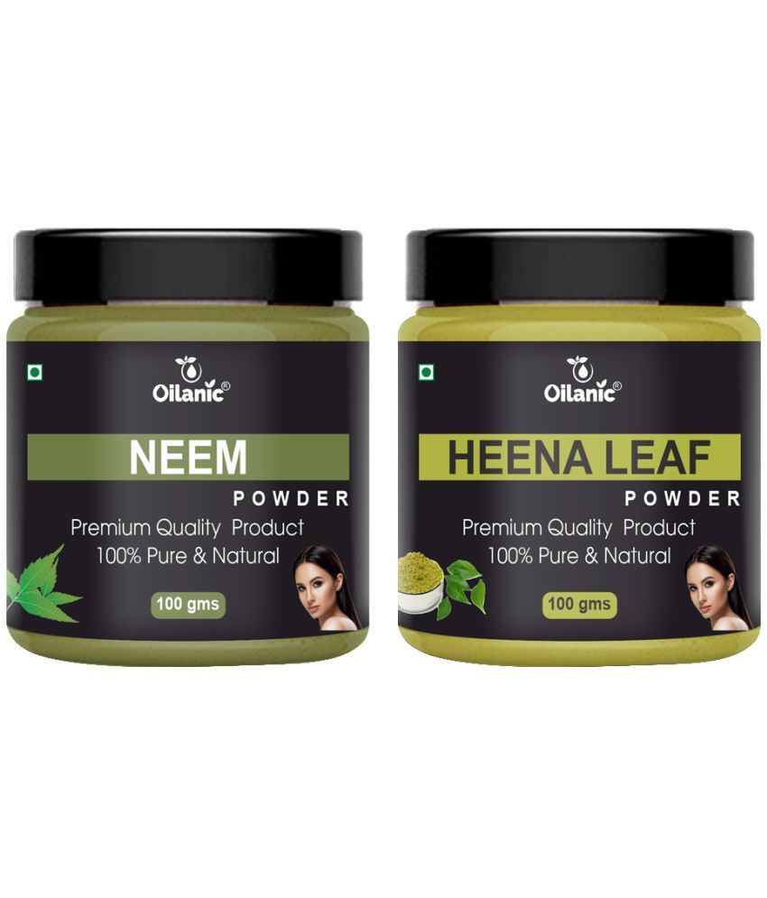     			Oilanic 100% Pure Neem Powder & Heena Powder For Skincare Hair Mask 200 g Pack of 2