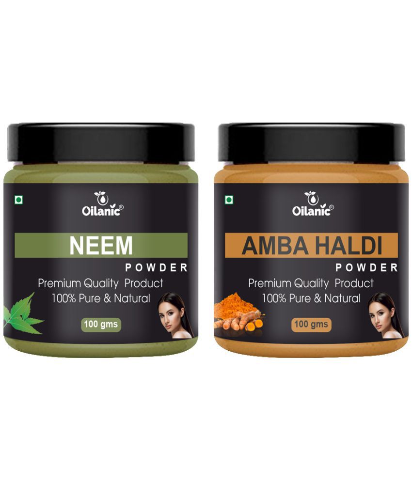     			Oilanic 100% Pure Neem Powder & Amba Haldi Powder For Skin Hair Mask 200 g Pack of 2