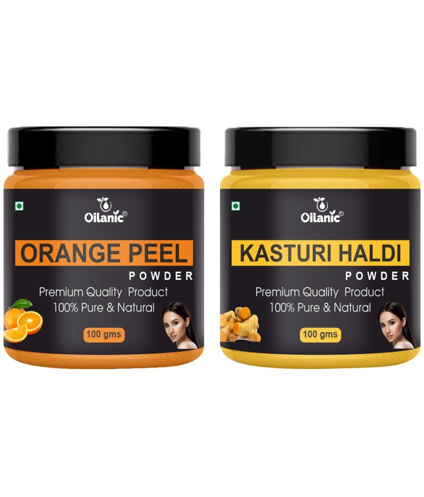     			Oilanic 100% Pure Orange Peel Powder & Kasturi Haldi Powder-Skin Hair Mask 200 g Pack of 2