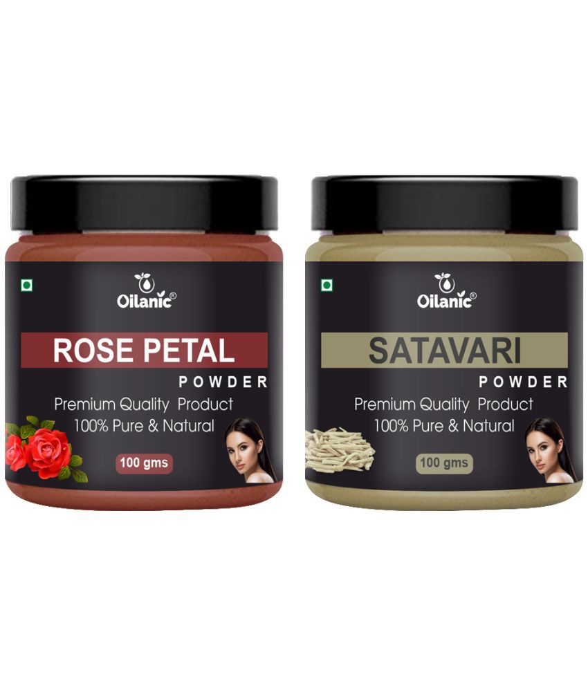     			Oilanic 100% Pure Rose Petal Powder & Satavari Powder For Skin Hair Mask 200 g Pack of 2