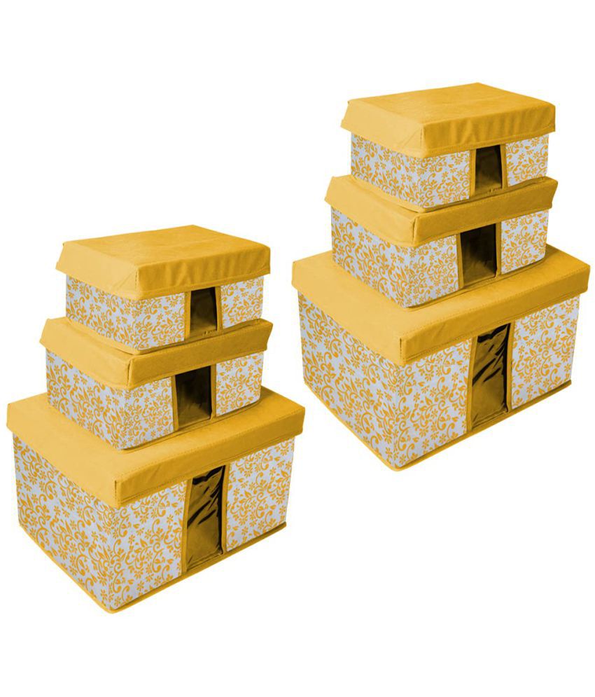     			PRETTY KRAFTS Storage Combo Pack of 6,Yellow/Organizer/Storage Box/Toys Storage Box/Books Storage Box