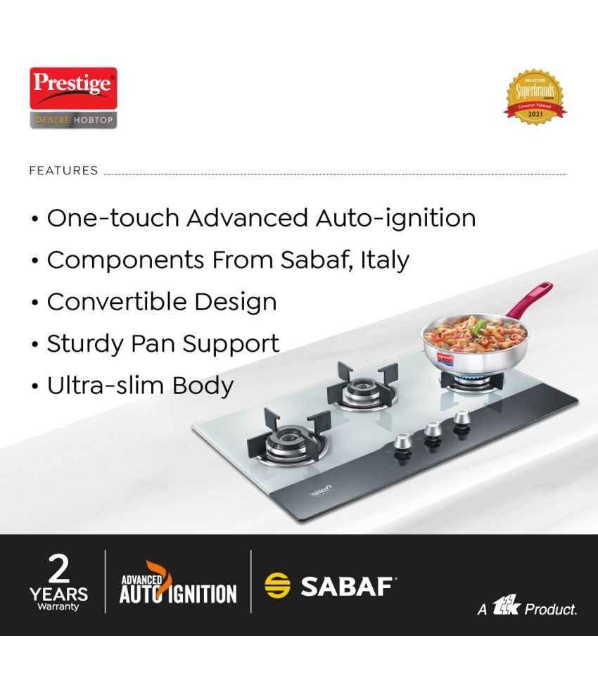 prestige 40557 hob glass top auto ignition gas stove