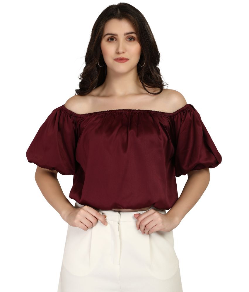     			Smarty Pants - Wine Satin Women's Regular Top ( Pack of 1 )