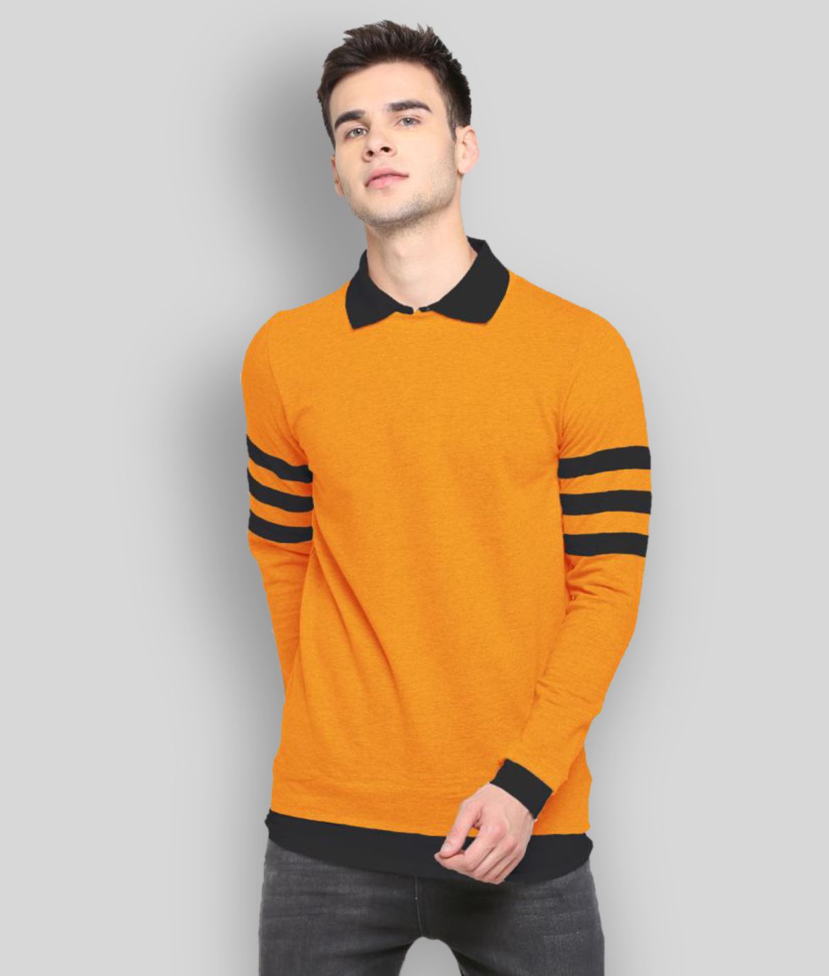     			LEWEL - Orange Cotton Slim Fit Men's T-Shirt ( Pack of 1 )