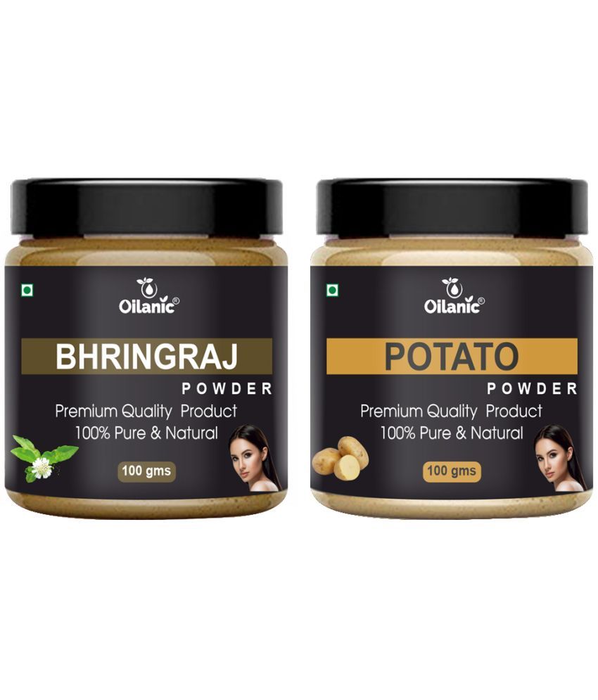     			Oilanic 100% Pure Bhringraj Powder & Potato Powder For Skincare Hair Mask 200 g Pack of 2