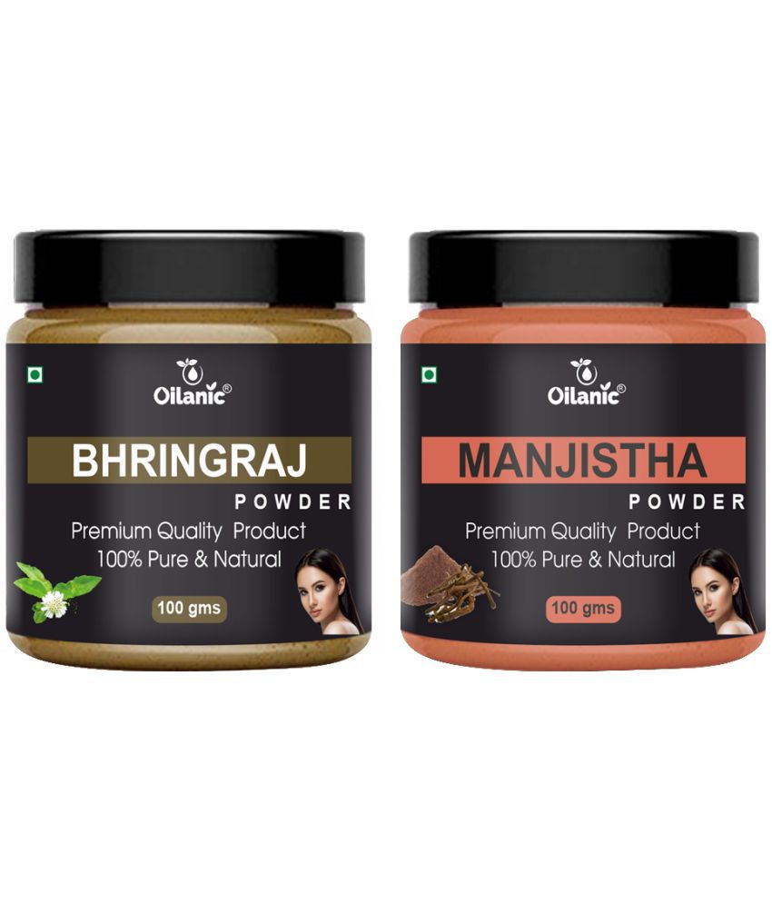     			Oilanic 100% Pure Bhringraj Powder & Manjistha Powder For Skin Hair Mask 200 g Pack of 2