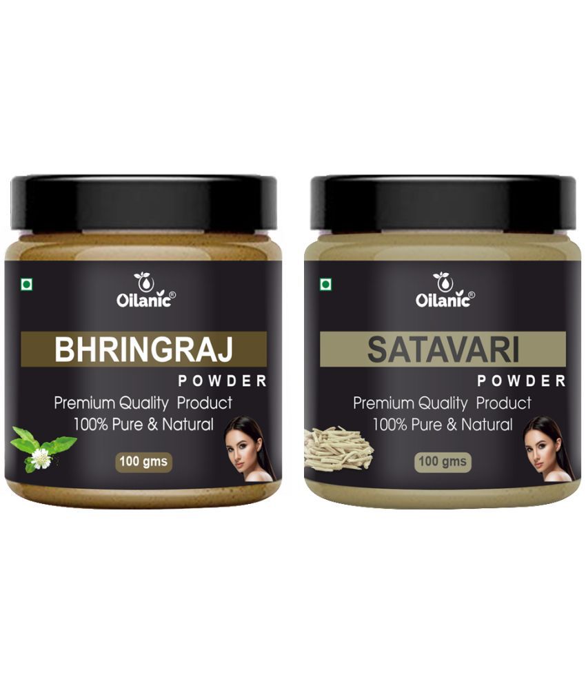     			Oilanic 100% Pure Bhringraj Powder & Satavari Powder For Skincare Hair Mask 200 g Pack of 2