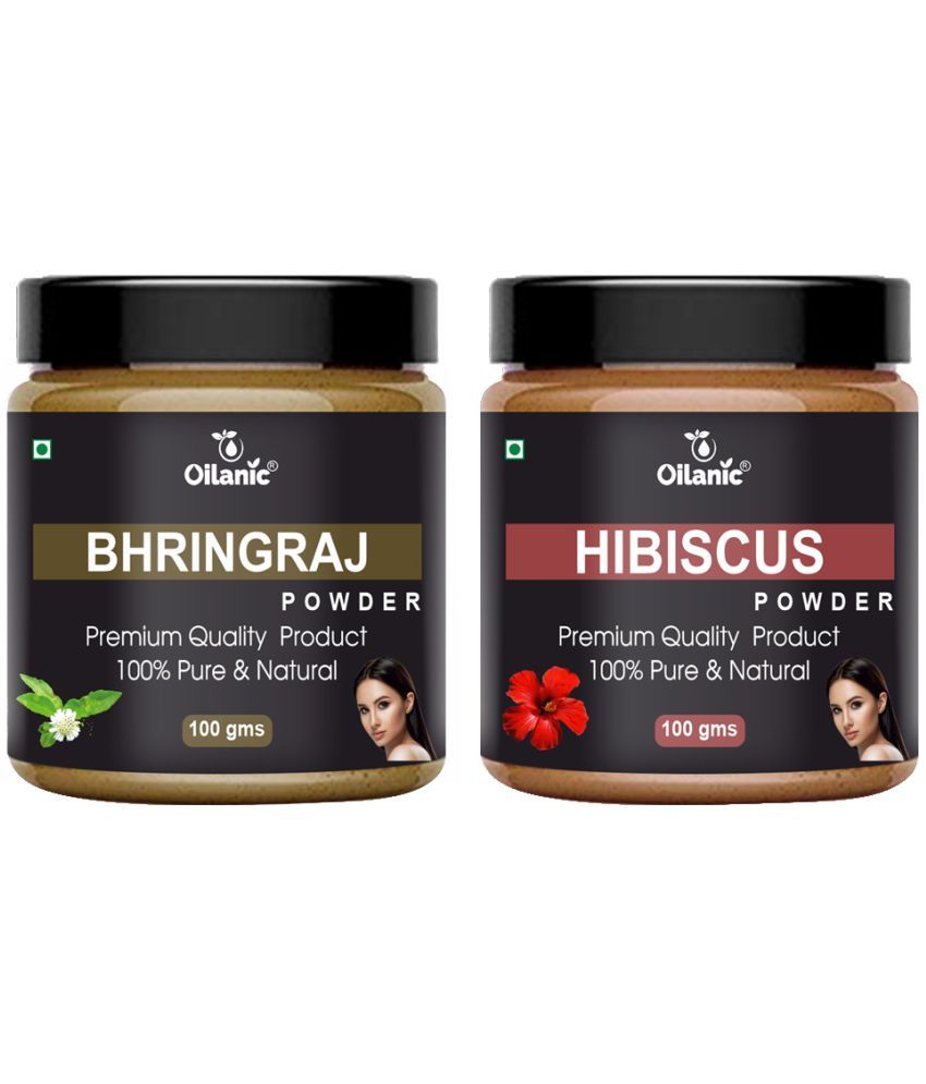     			Oilanic 100% Pure Bhringraj Powder & Hibiscus Powder For Skin Hair Mask 200 g Pack of 2