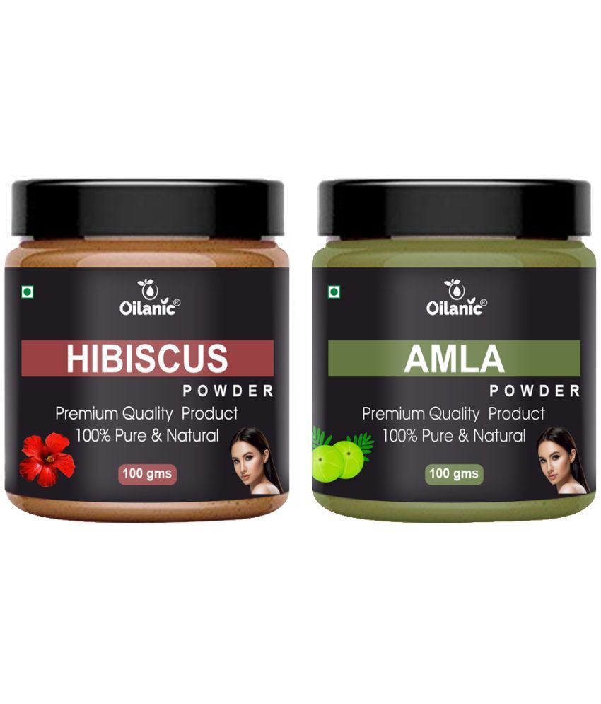     			Oilanic 100% Pure Hibiscus Powder & Amla Powder For Skincare Hair Mask 200 g Pack of 2