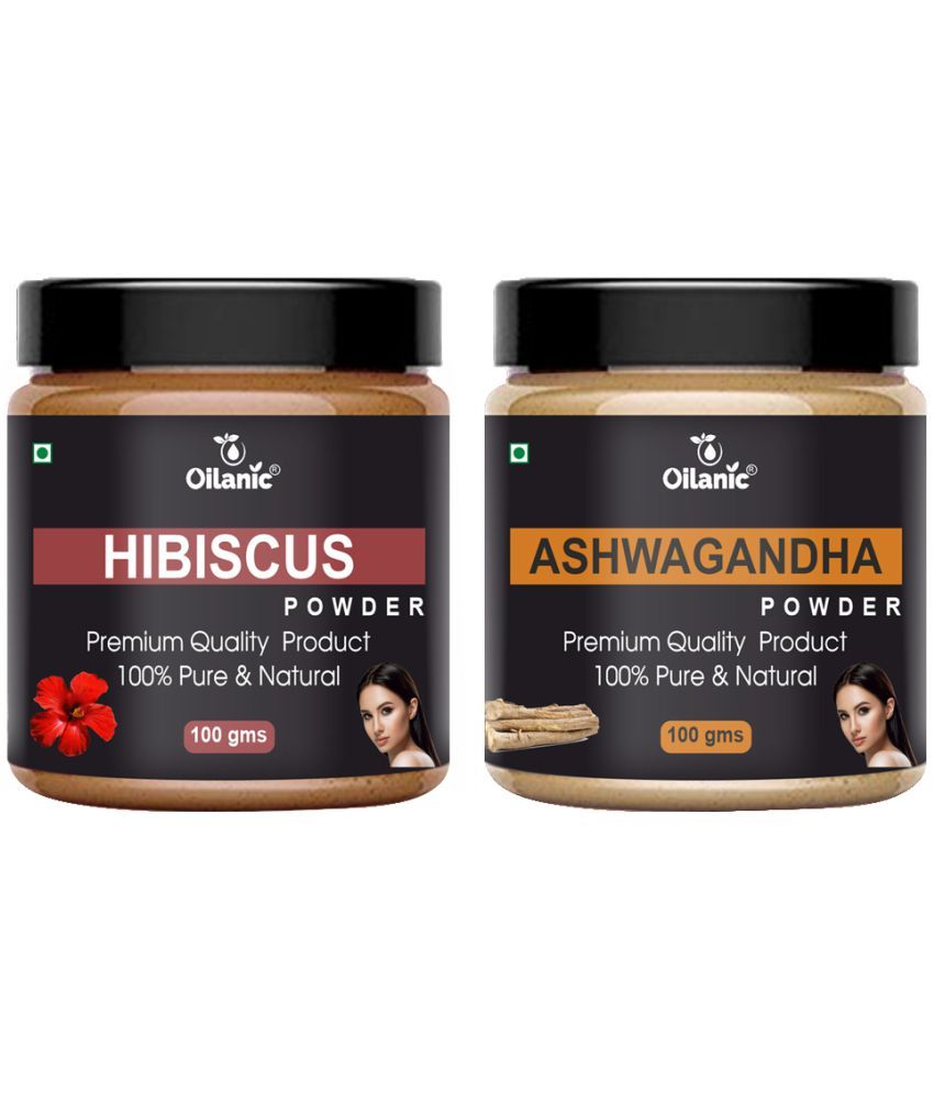     			Oilanic 100% Pure Hibiscus Powder & Ashwagandha Powder For Skin Hair Mask 200 g Pack of 2