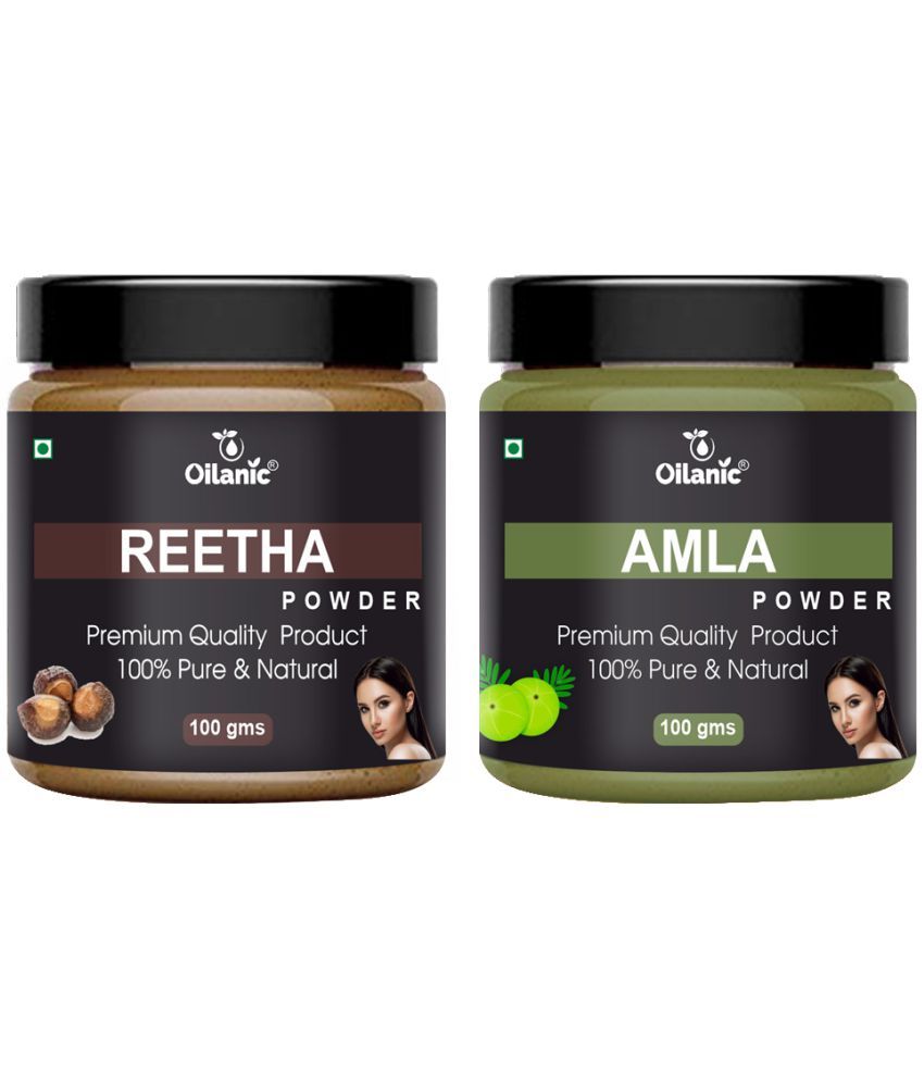     			Oilanic 100% Pure Reetha Powder & Amla Powder For Skincare Hair Mask 200 g Pack of 2