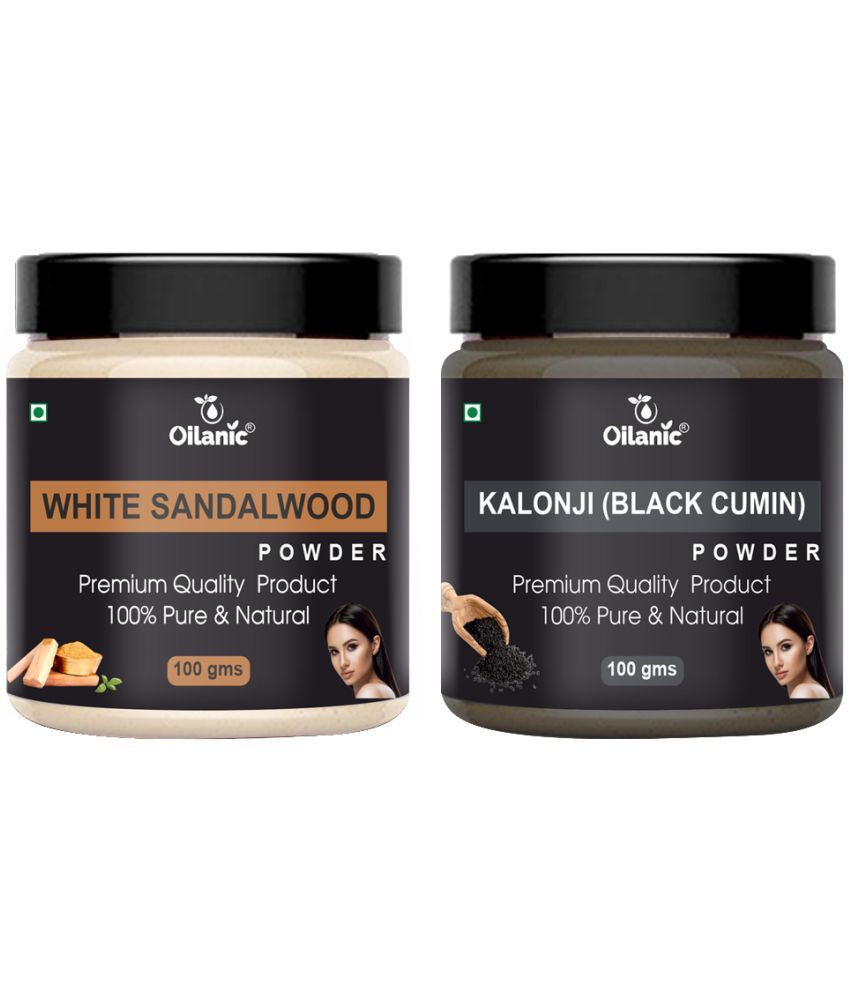     			Oilanic 100% White Sandalwood Powder & Kalonji Powder For Skincare Hair Mask 200 g Pack of 2