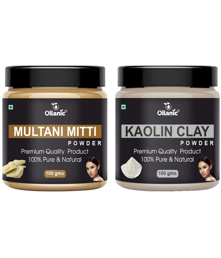     			Oilanic Pure Multani Mitti Powder & Kaolin Clay Powder For Skin Hair Mask 200 g Pack of 2